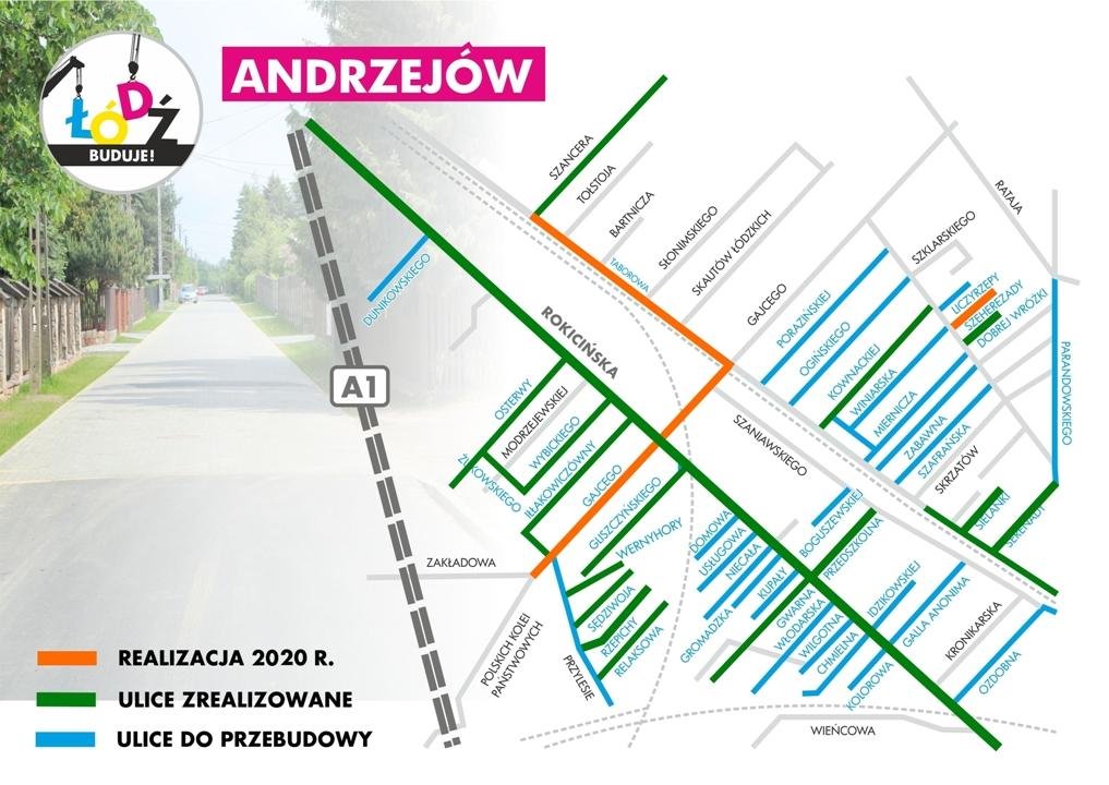 Schemat: remonty dróg na Andrzejowie