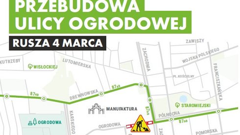 Remont ul. Ogrodowej - mapa objazdu
