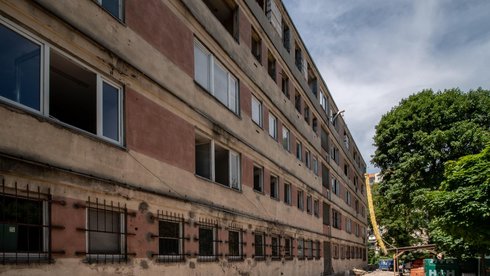 Przy ul. Łęczyckiej trwa budowa nowych mieszkań komunalnych fot. Stefan Brajter / UMŁ