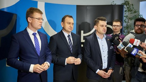 Od lewej: Adam Wieczorek, Tomasz Trela, Marcin Gołaszewski fot. Radosław Jóźwiak / UMŁ