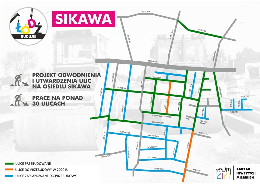 Mapka: Przebudowa dróg na Sikawie