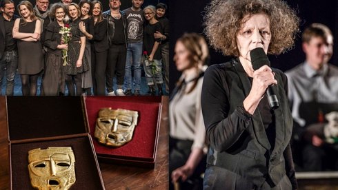 Rozdano doroczne Złote Maski - nagrody łódzkich recenzentów dla ludzi teatru. Złota Maska za najlepszy spektakl dla Teatru Powszechnego w Łodzi za „Wracaj” Przemysława Pilarskiego w reżyserii Anny Augustynowicz / fot. materiały Teatru Powszechnego
