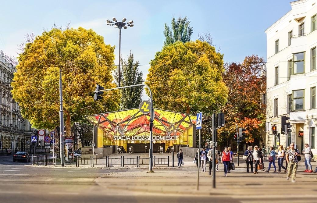 Wizualizacja wejścia do stacji Łódź-Śródmieście