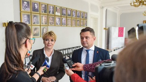 Prezydent Hanna Zdanowska i Przewodniczący Rady Miejskiej Marcin Gołaszewski fot. Paweł Łacheta / UMŁ