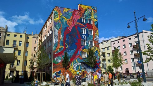 Festiwal Urban Forms 2018: trójwymiarowy mural Awera przy ul. Pomorskiej 93 fot. Wojciech Markiewicz / UMŁ